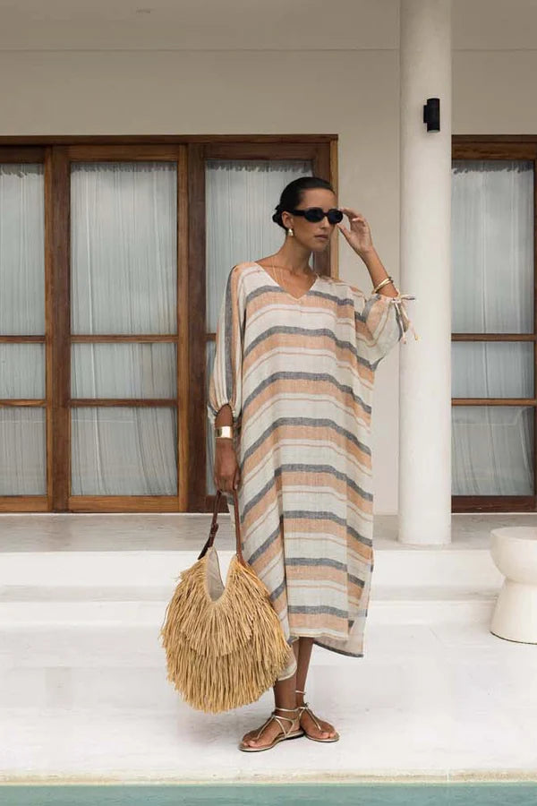 Praiano  Midi Kaftan - Stripe
