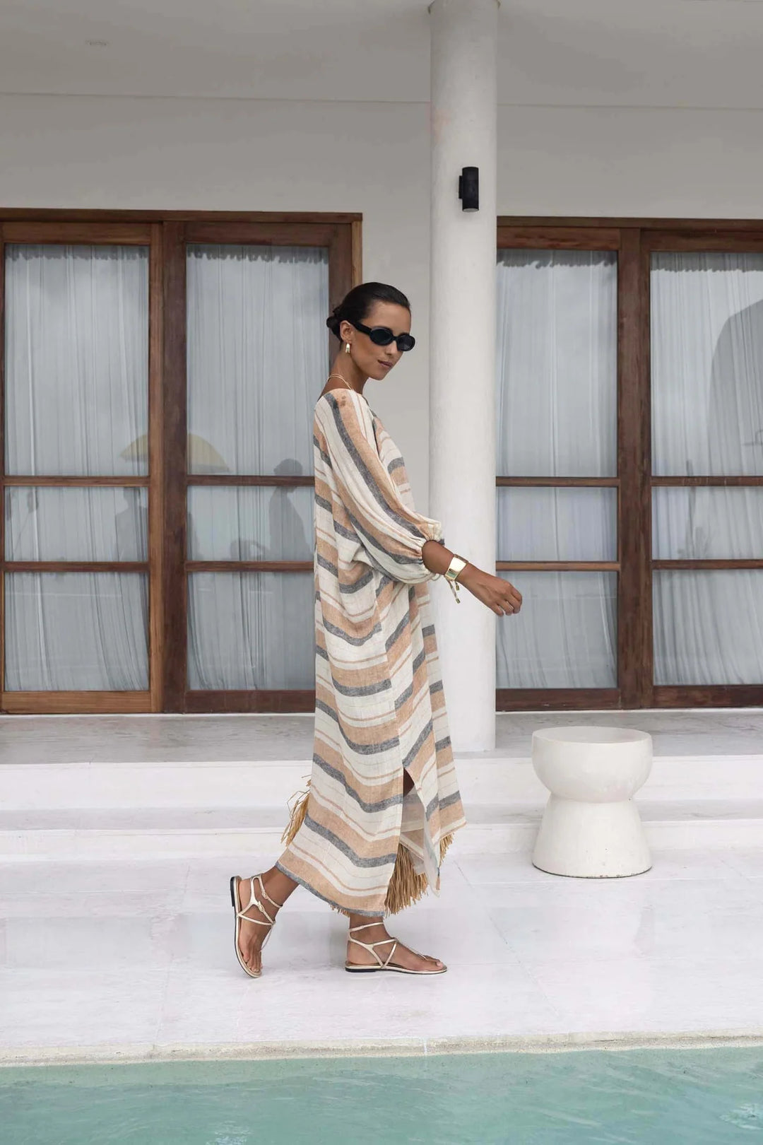 Praiano  Midi Kaftan - Stripe