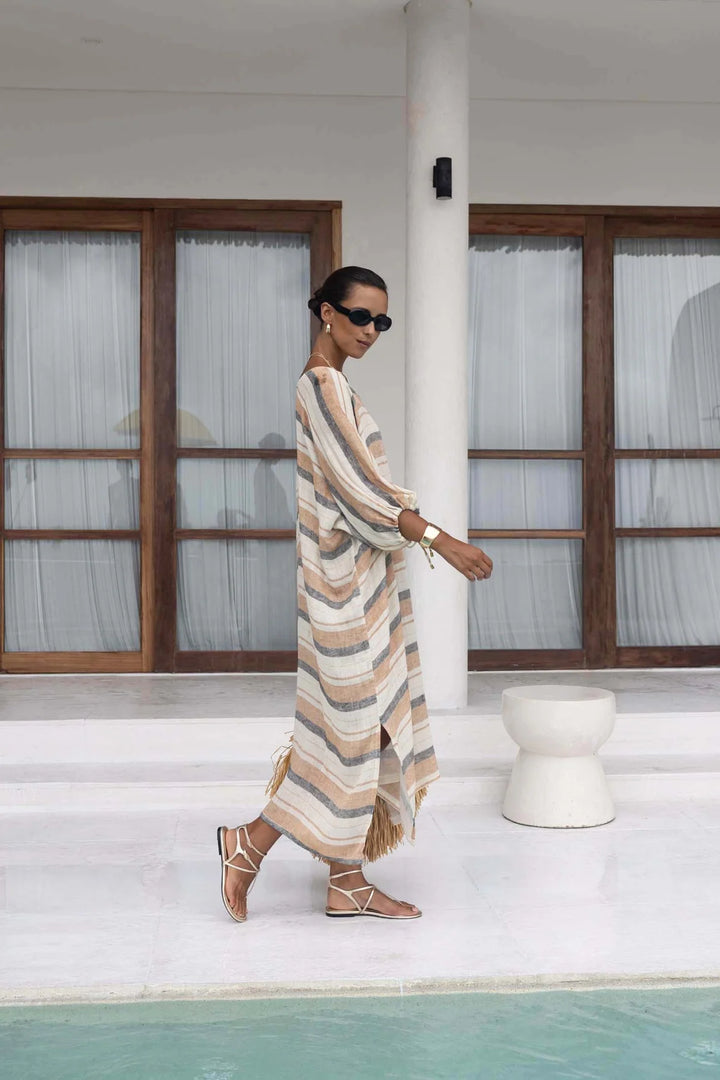 Praiano  Midi Kaftan - Stripe