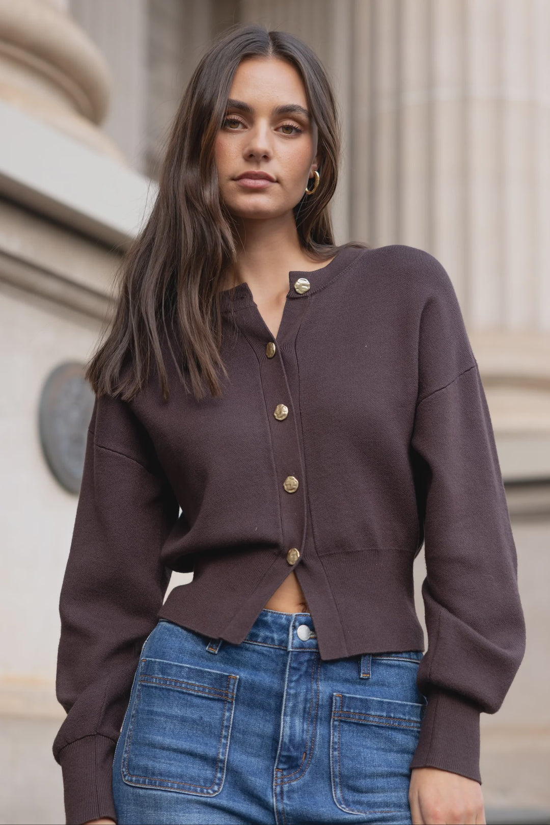 Hallmark Chocolate Crewneck Cardigan