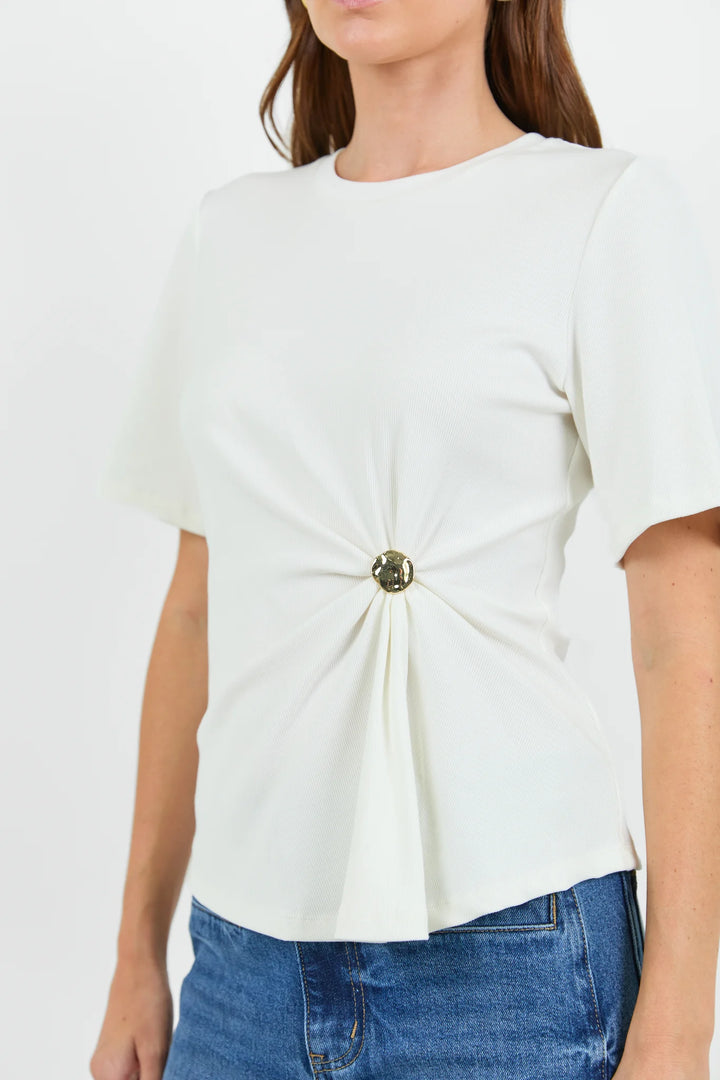 Helm White Waist Buckle Short Sleeve Tee