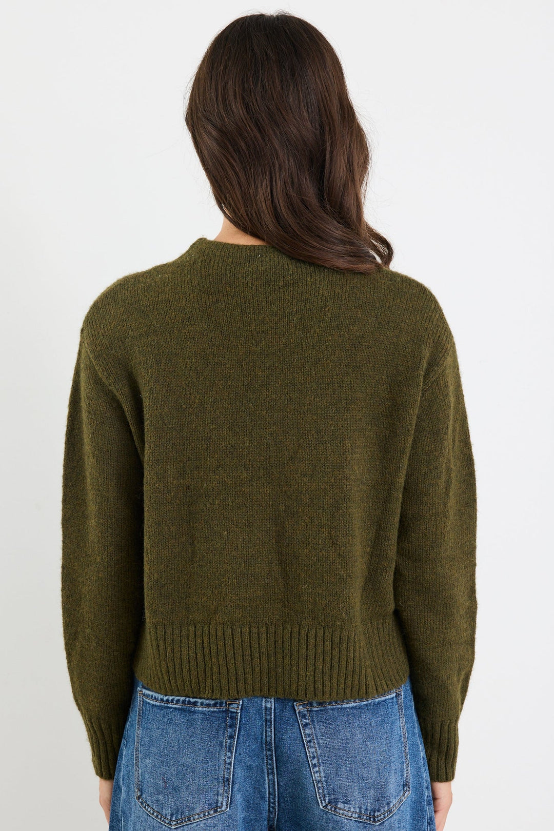 Huddle Khaki High Neck Knit Jumper