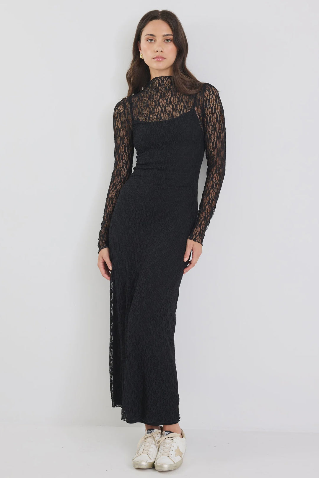 Keepsake Black Lace Long Sleeve Maxi Dress