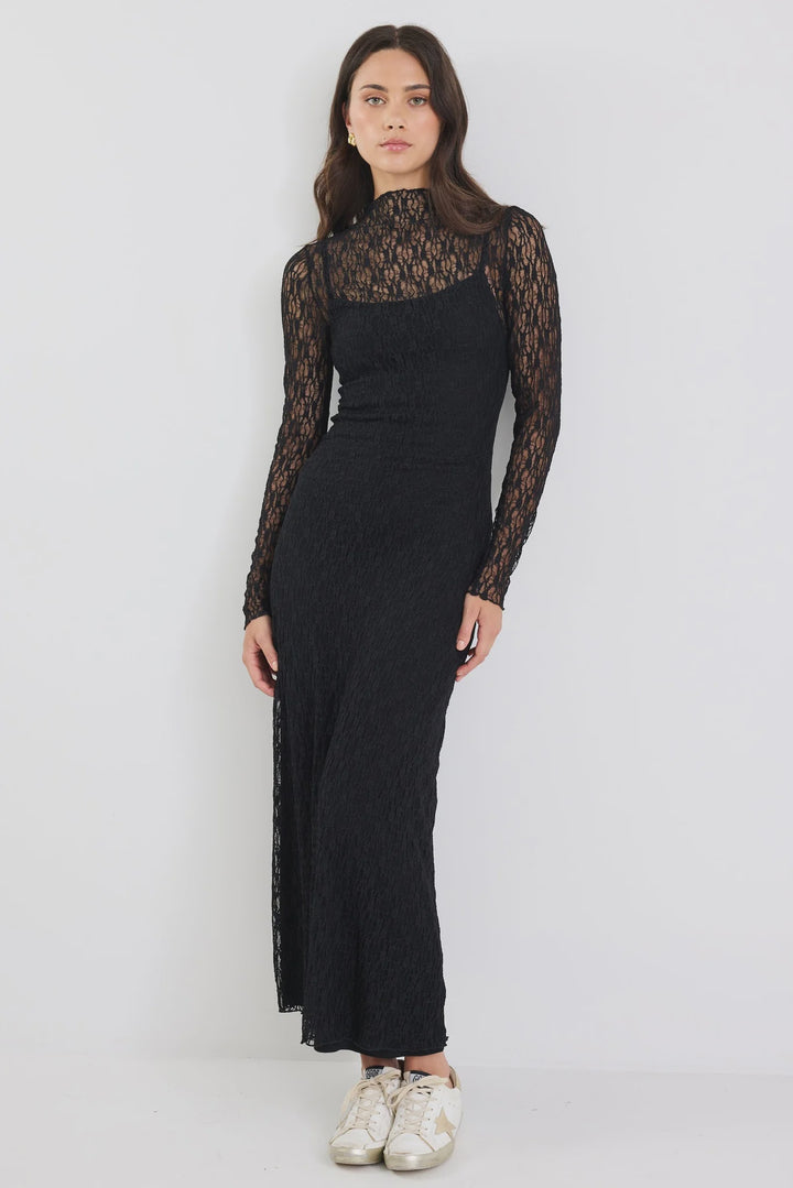 Keepsake Black Lace Long Sleeve Maxi Dress