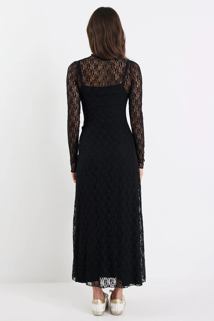 Keepsake Black Lace Long Sleeve Maxi Dress