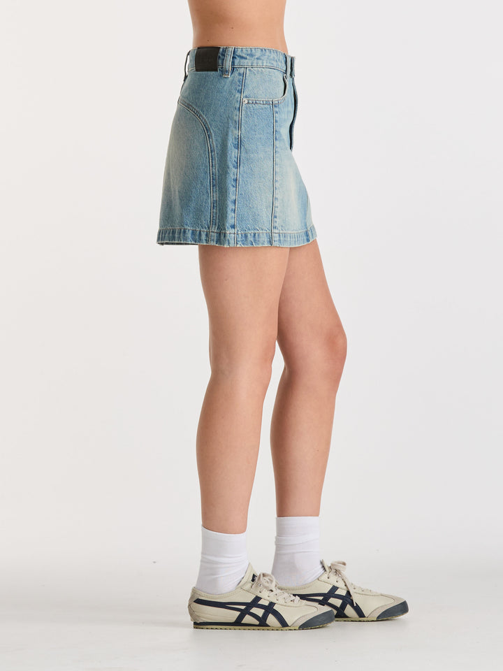 Moto Mini Skirt - Gasoline Blue