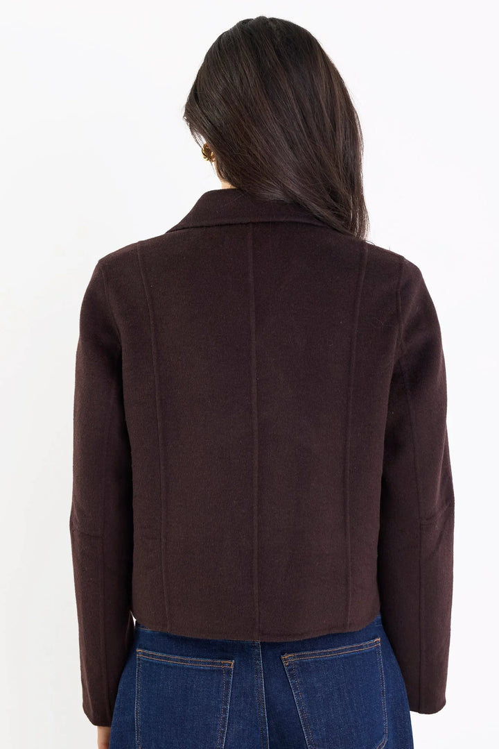 Reverie Chocolate Melton Double Breasted Peacoat - Chocolate