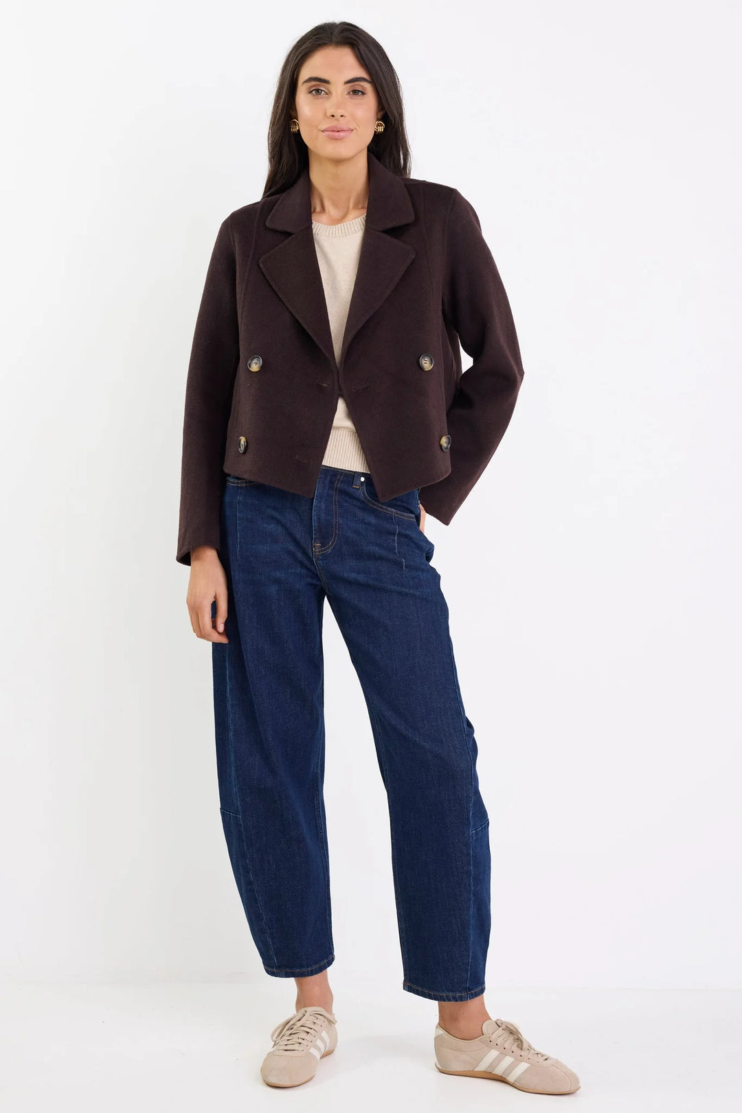Reverie Chocolate Melton Double Breasted Peacoat - Chocolate