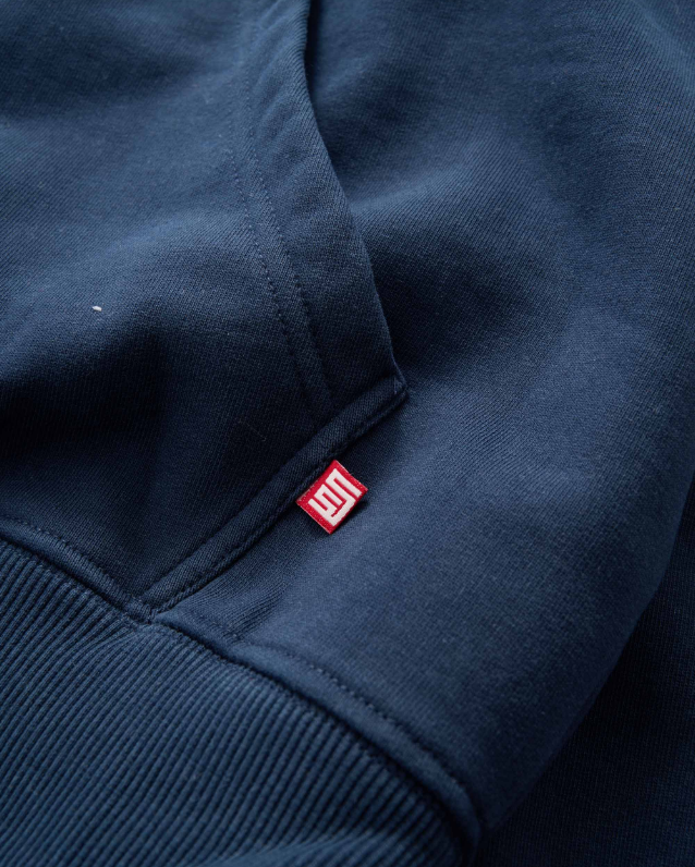 Address Text Pullover Hoodie - Navy