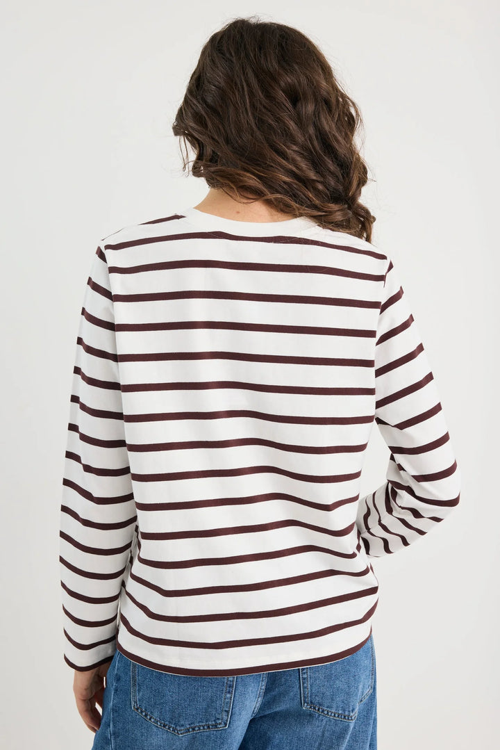 Tether Chocolate White Stripe LS Boxy Tee