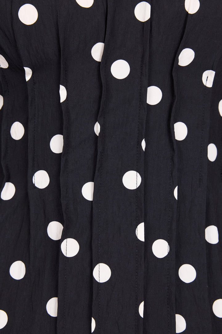 Theatrical Black Polka Dot Pintuck  Shaped SS Top