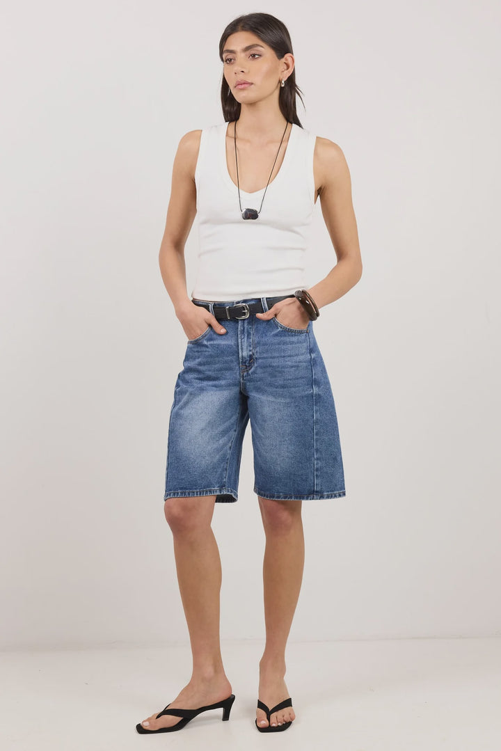 Academy Deep Blue Denim Barrel Shorts