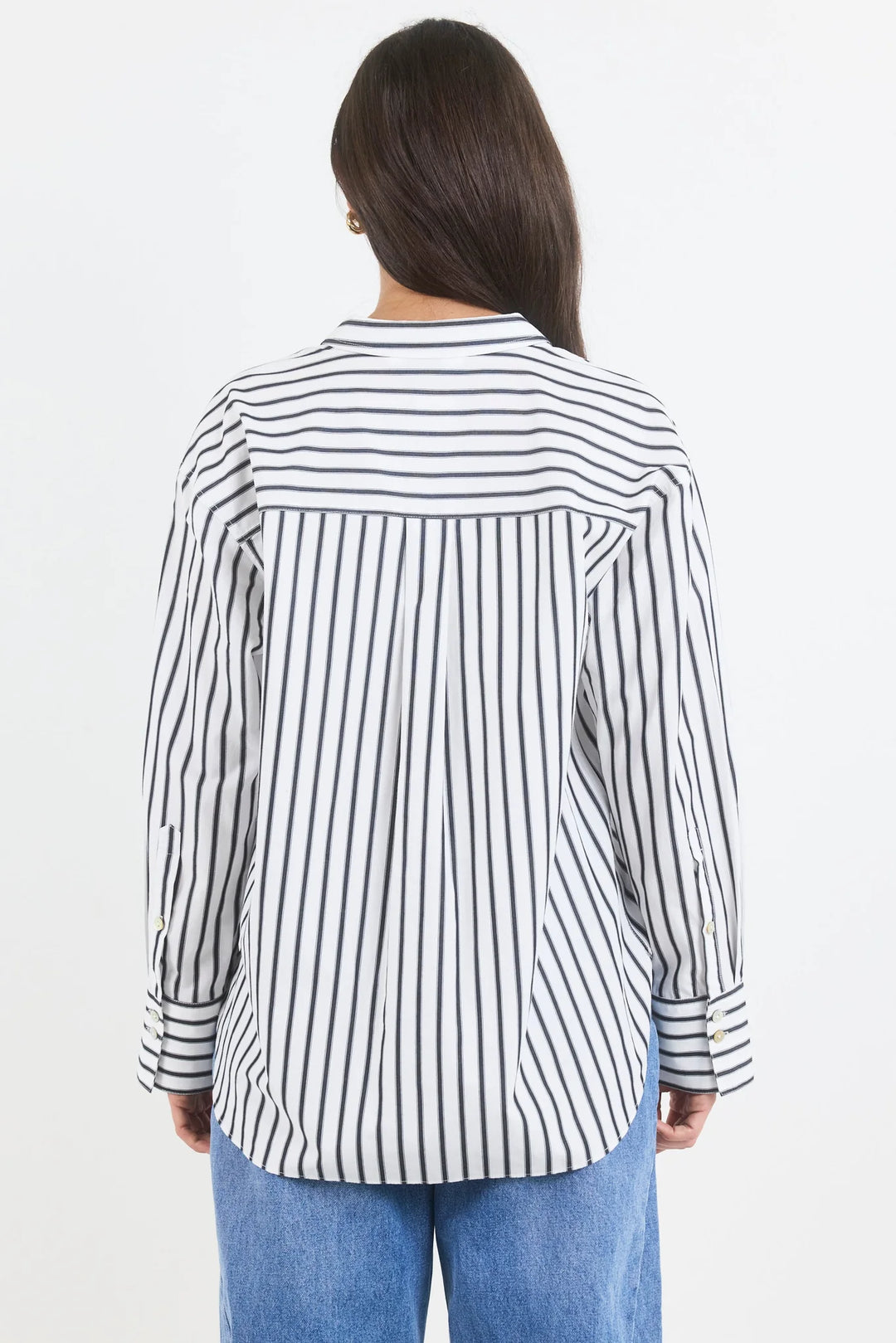 You Got This White Black Stripe Cotton Poplin Oversized Boyfriend Shirt