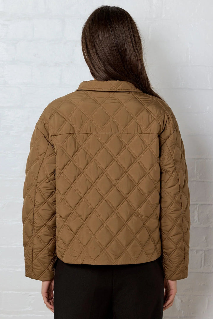 Absolute Chestnut Collared Quilted Puffer Jacket - Chestnut - Chillis & More NZ