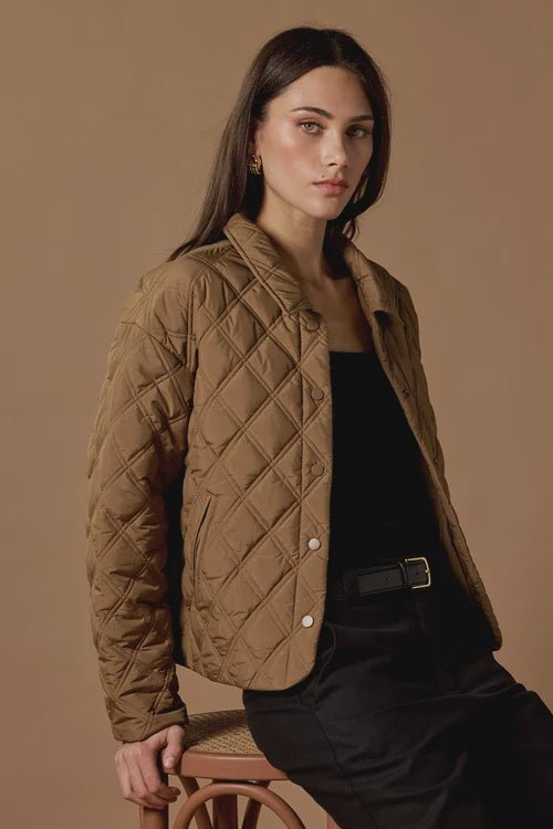 Absolute Chestnut Collared Quilted Puffer Jacket - Chestnut - Chillis & More NZ
