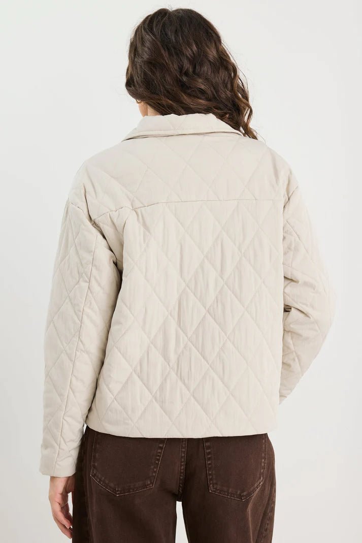 Absolute Collared Quilted Puffer Jacket in Putty - Chillis & More NZ