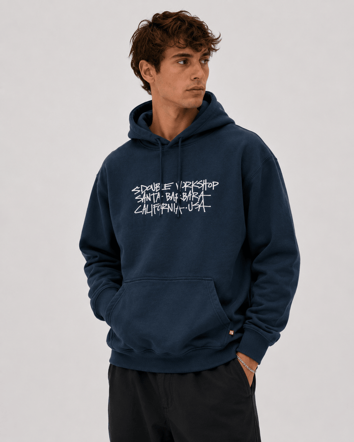 Address Text Pullover Hoodie - Navy - Chillis & More NZ