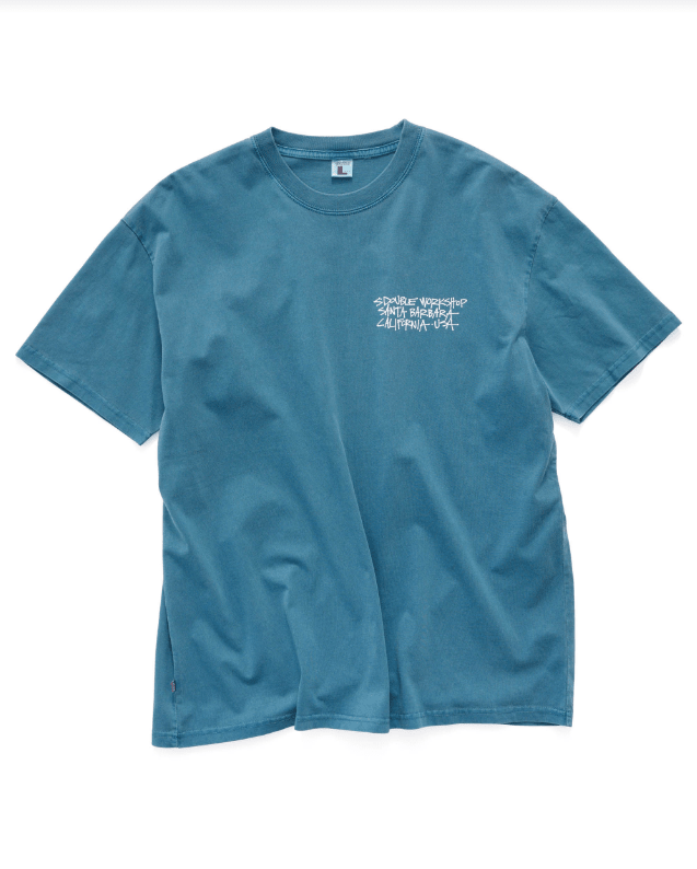 Address Text T-Shirt - Overdye Moroccan Blue - Chillis & More NZ