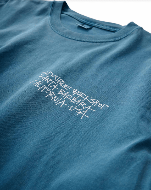 Address Text T-Shirt - Overdye Moroccan Blue - Chillis & More NZ
