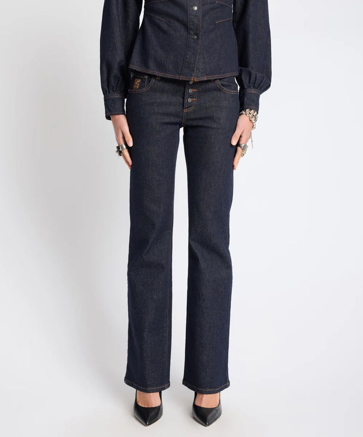 Alice Low Waist Bootcut Denim Jeans - Raw Indigo - Chillis & More NZ
