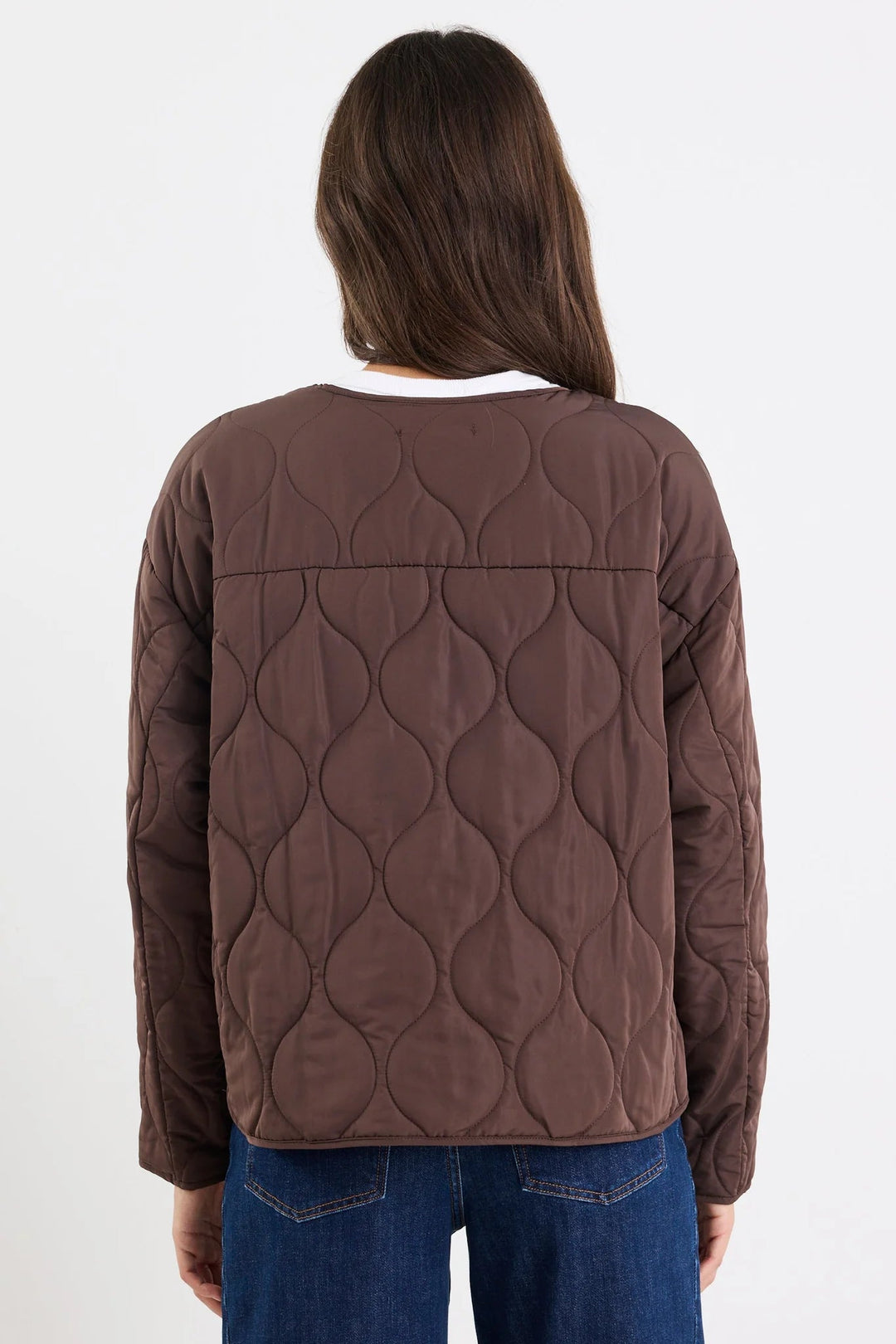 Apex Chocolate Collarless Puffer Jacket - Chillis & More NZ