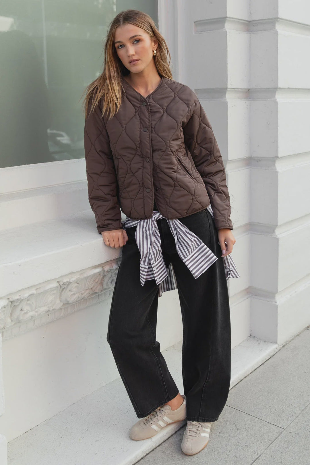 Apex Chocolate Collarless Puffer Jacket - Chillis & More NZ