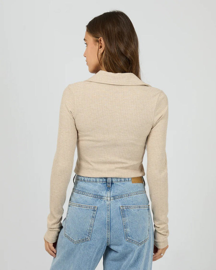 Aria Knit Long Sleeve Top - Oat - Chillis & More NZ