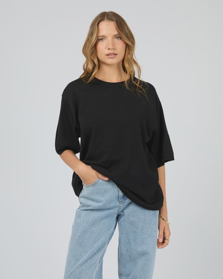 Ashton Knit Tee - Black - Chillis & More NZ