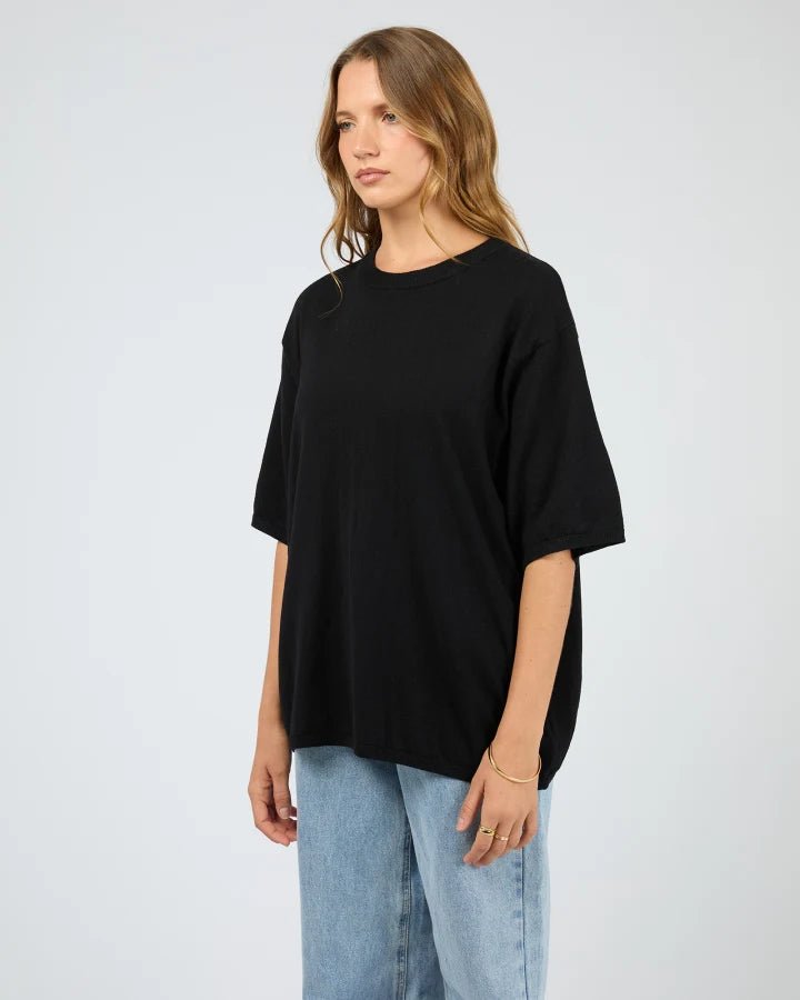 Ashton Knit Tee - Black - Chillis & More NZ