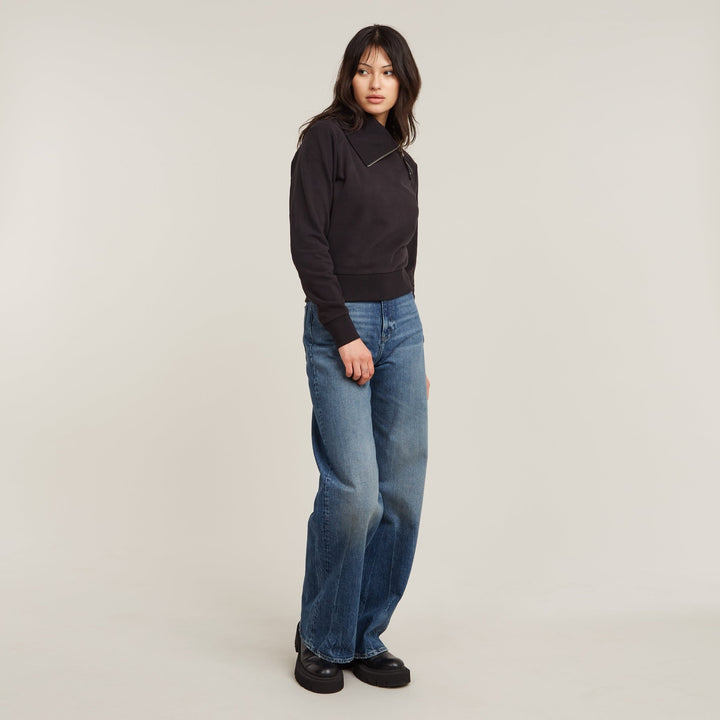 Asymetric Zip Snug Sweatshirt WMN - Dark Black - Chillis & More NZ