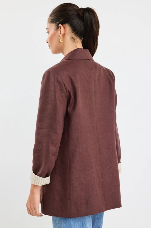 Atlantic Linen Classic Blazer - Chocolate - Chillis & More NZ