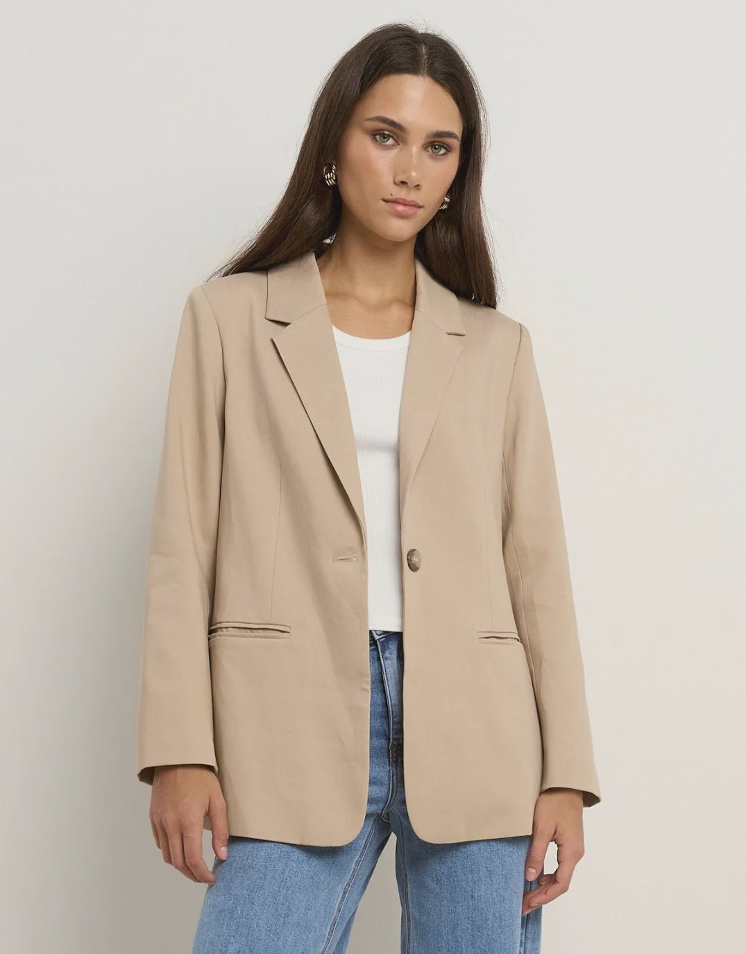 Atlantic Taupe Lyocell Cotton Classic Blazer - Chillis & More NZ