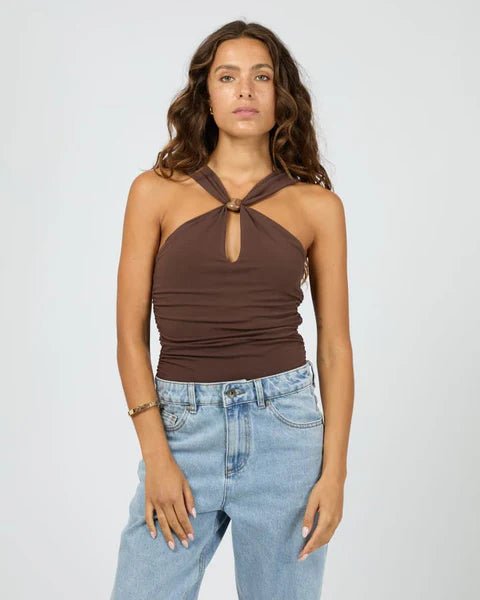 Atlas Halter Bodysuit - Chocolate - Chillis & More NZ
