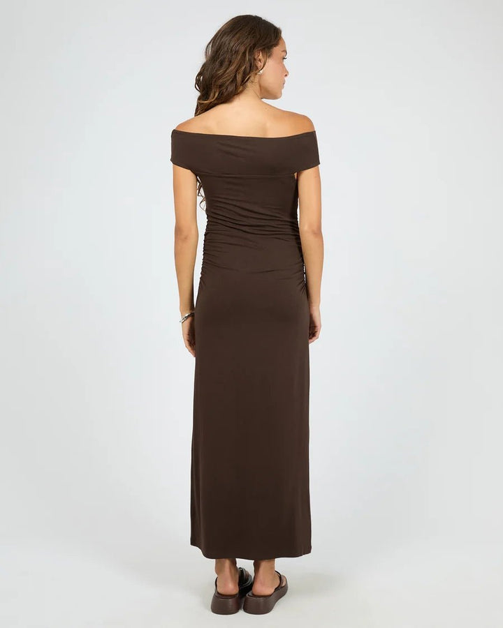 Atlas Off Shoulder Maxi Dress - Chocolate - Chillis & More NZ