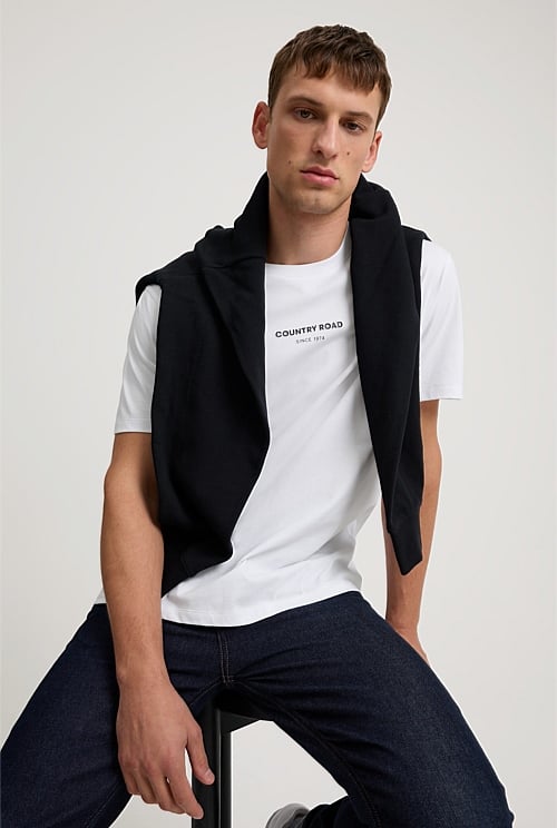 Australian Cotton Modern Logo T-Shirt - White - Chillis & More NZ