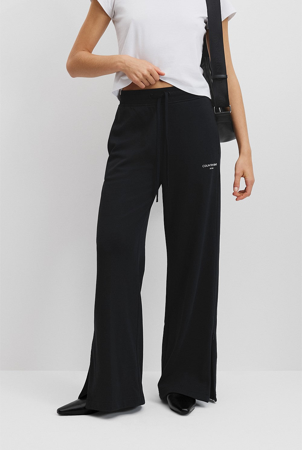 Australian Cotton Wide Leg Trackpant - Black - Chillis & More NZ