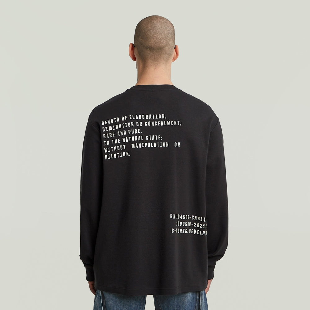Back Embro Text Loose R T L/S - Black - Chillis & More NZ