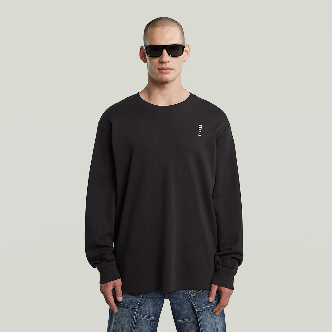 Back Embro Text Loose R T L/S - Black - Chillis & More NZ