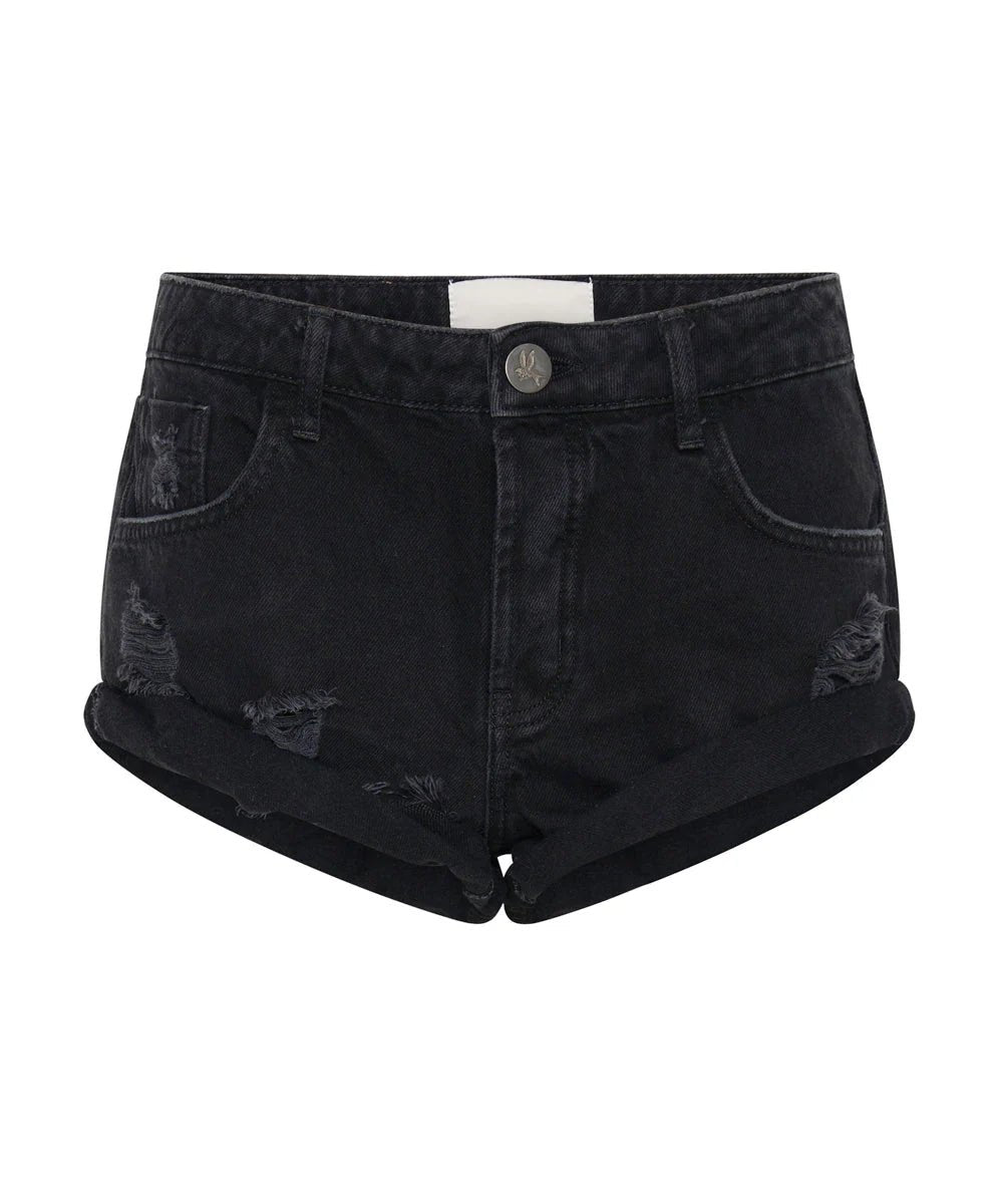 Bandits Low Waist Denim Shorts - Double Black - Chillis & More NZ