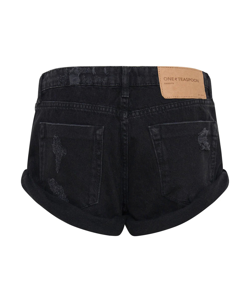 Bandits Low Waist Denim Shorts - Double Black - Chillis & More NZ