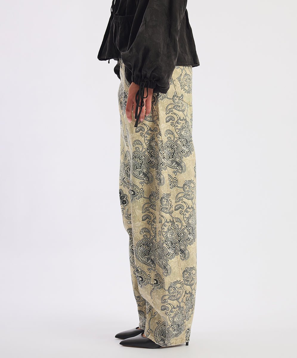 Barrel Mid Waist Wide Leg Denim Jeans - Vintage Paisley - Chillis & More NZ