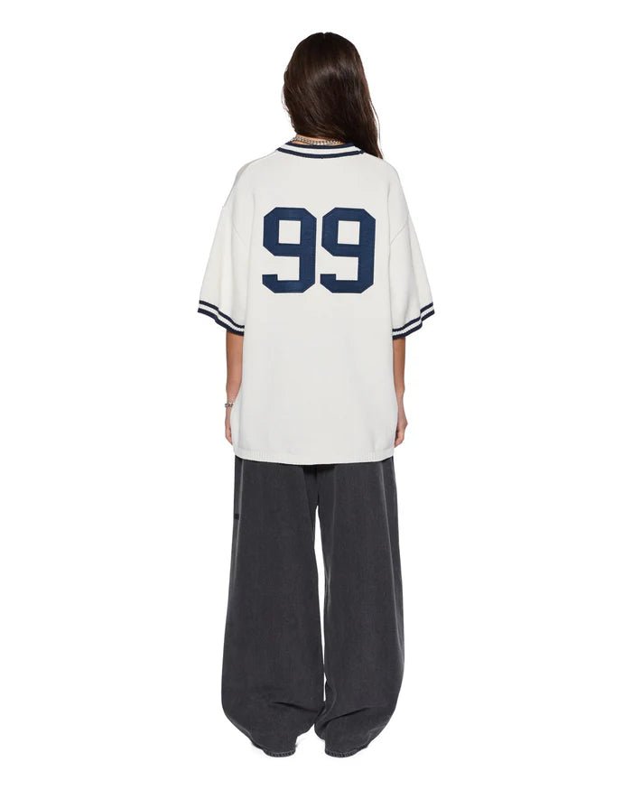 Baseball Knit Top - Off White - Chillis & More NZ