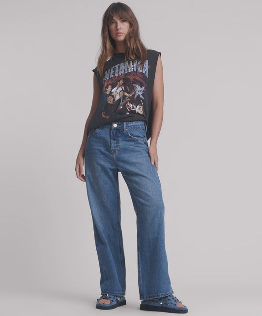 Baxters Mid Waist Wide Leg Denim Jeans - Blue Love - Chillis & More NZ