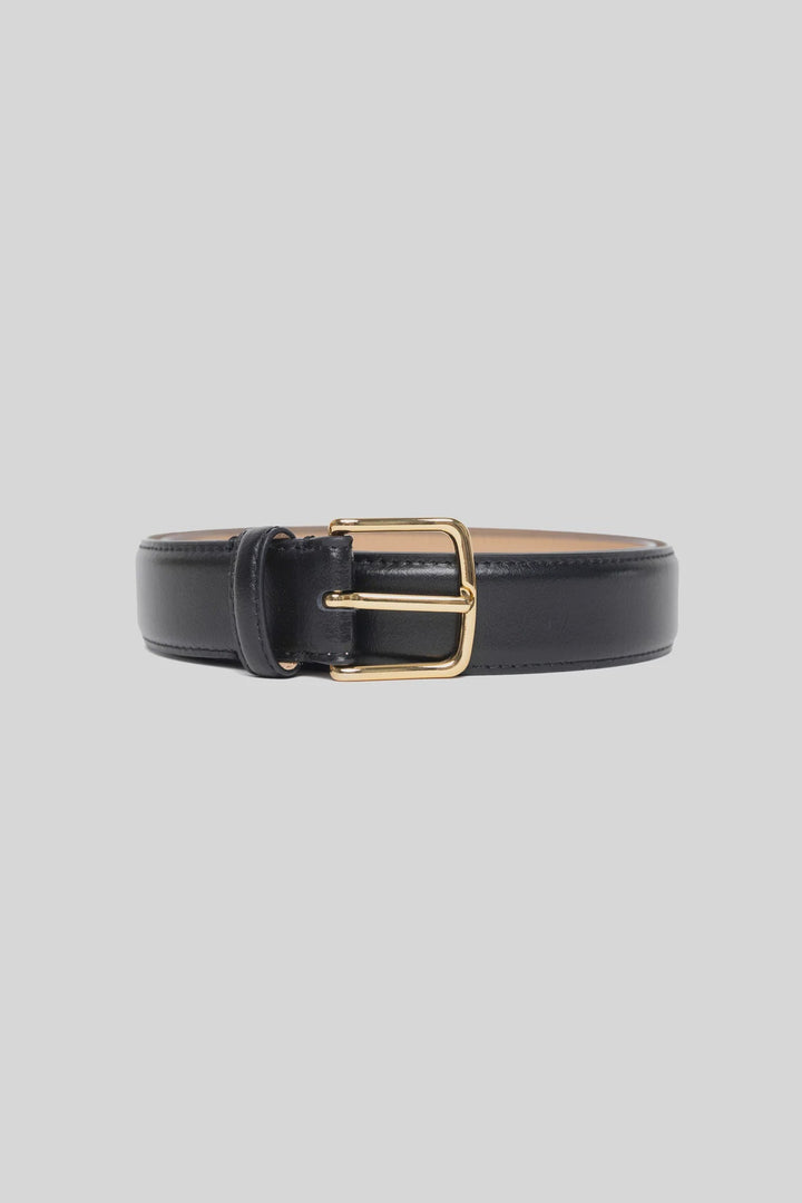 Belle Black Leather Gold Buckle Belt - Black - Chillis & More NZ