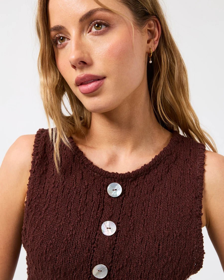 Belle Knit Vest - Brown - Chillis & More NZ
