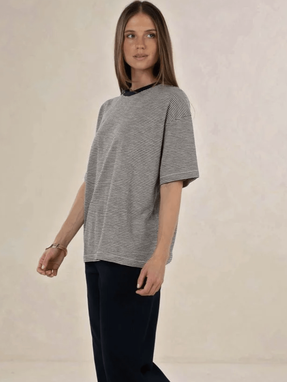 Bestie Stripe Tee - Midnight - Chillis & More NZ