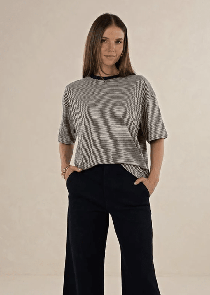 Bestie Stripe Tee - Midnight - Chillis & More NZ