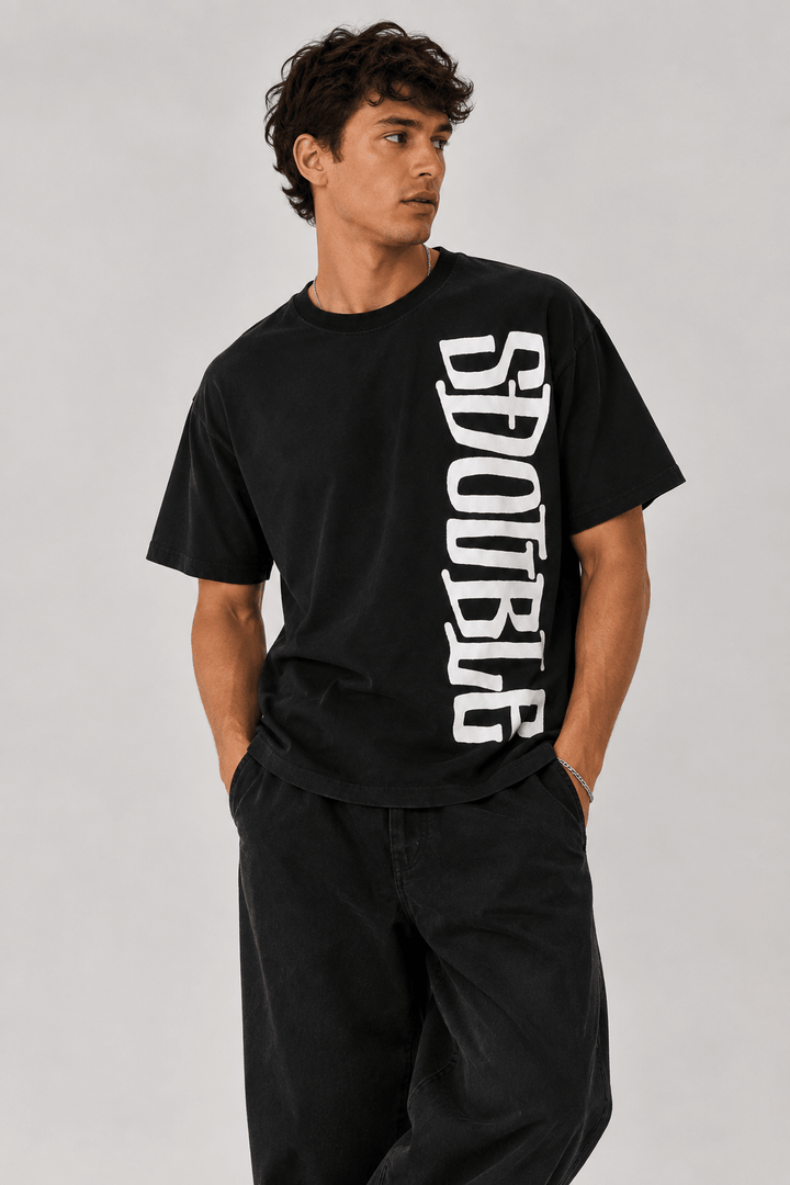 Big Block T-Shirt in Overdye Black - Chillis & More NZ