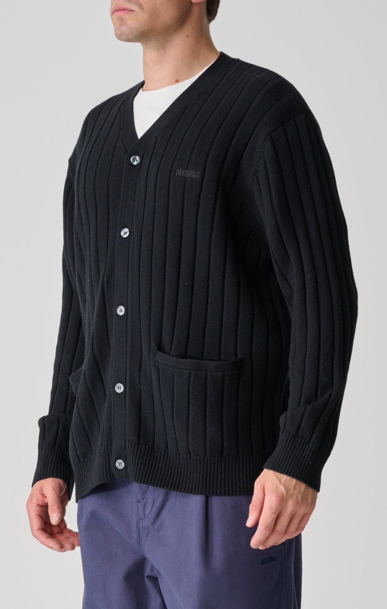 Big Rib Knit Cardigan - Black - Chillis & More NZ