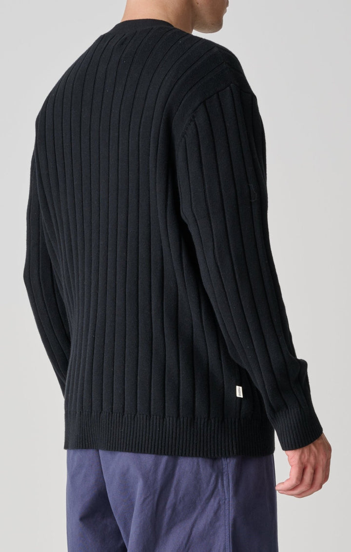 Big Rib Knit Cardigan - Black - Chillis & More NZ